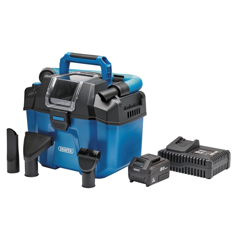 Draper D20 20V Wet And Dry Vacuum Cleaner, 1 X 4.0Ah Battery, 1 X Fast Charger - PTKD20PTK/VC