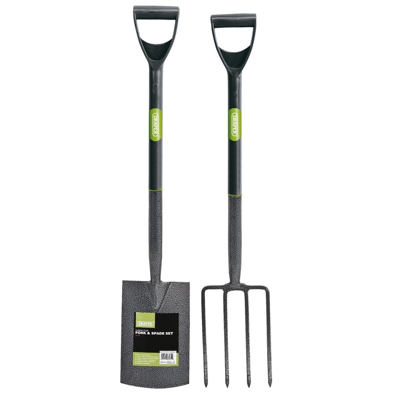 Draper Carbon Steel Garden Fork And Spade Set, Black - DFSCB/SET