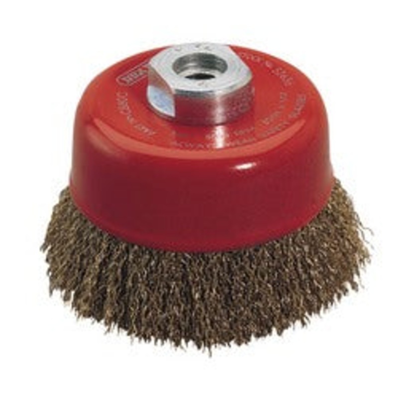 Draper Expert Brassed Steel Crimped Wire Cup Brush, 80mm, M14 - CB80C