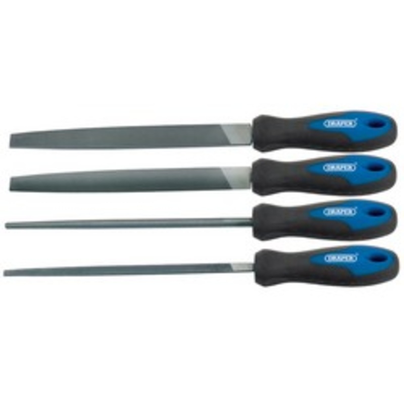 Draper Soft Grip Engineer's File Set, 200mm (4 Piece) - 8106B/4