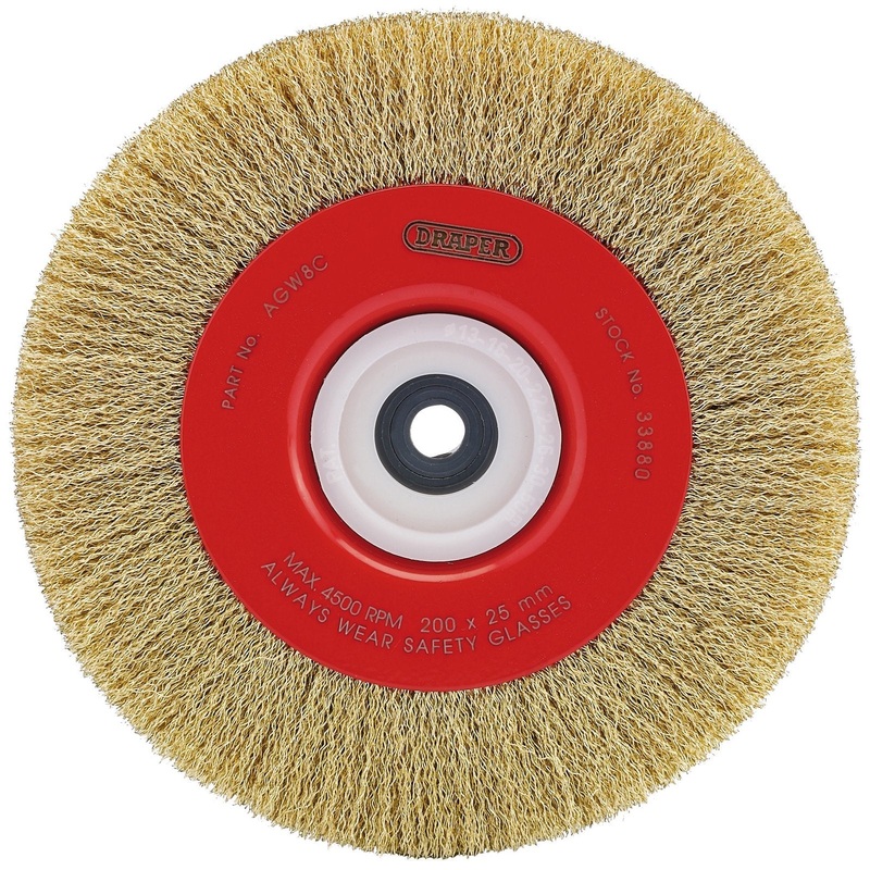 Draper Crimped Steel Wire Brushes, 200 X 25mm - AGW8C