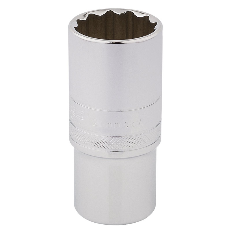 Draper Hi-Torq 12 Point Deep Socket, 1/2" Sq. Dr., 27mm - HT-MM/B
