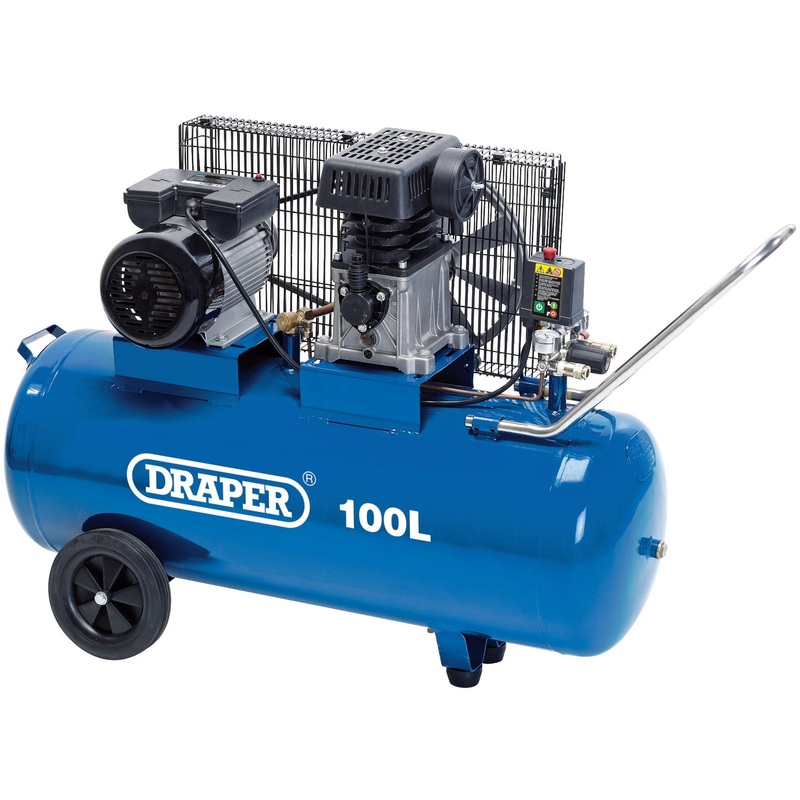 Draper 100L Belt-Driven Air Compressor, 2.2Kw/3Hp - DA100/330