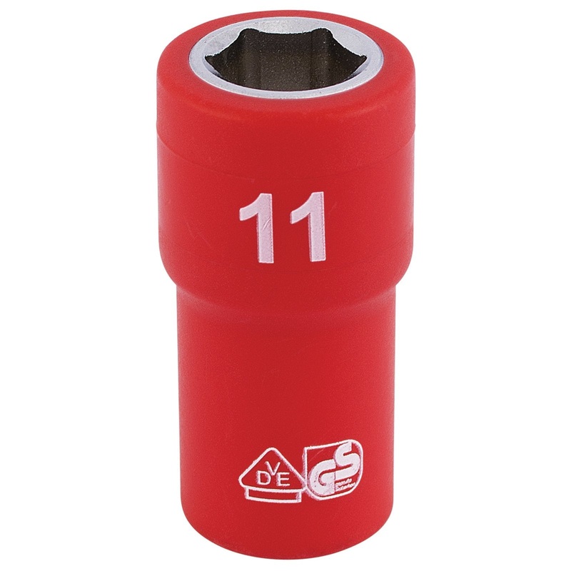 Draper Fully Insulated Vde Socket, 1/4" Sq. Dr., 11mm - B6VDE-MM