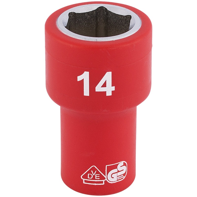 Draper Fully Insulated Vde Socket, 1/4" Sq. Dr., 14mm - B6VDE-MM