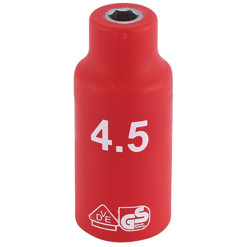 Draper Fully Insulated Vde Socket, 1/4" Sq. Dr., 4.5mm - B6VDE-MM
