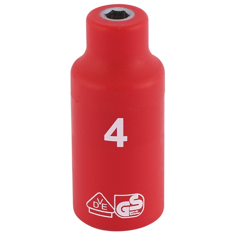 Draper Fully Insulated Vde Socket, 1/4" Sq. Dr., 4mm - B6VDE-MM