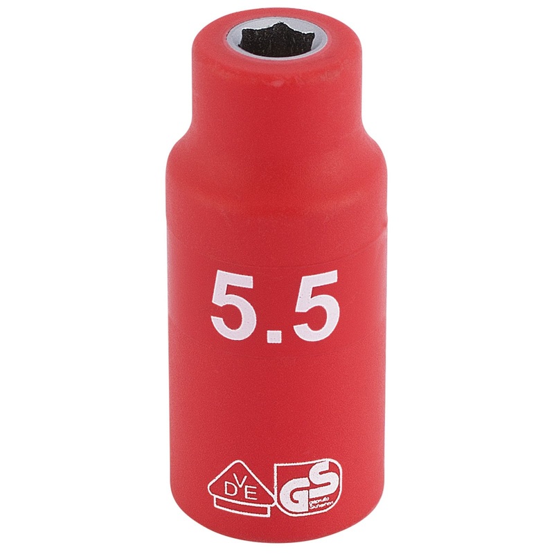 Draper Fully Insulated Vde Socket, 1/4" Sq. Dr., 5.5mm - B6VDE-MM