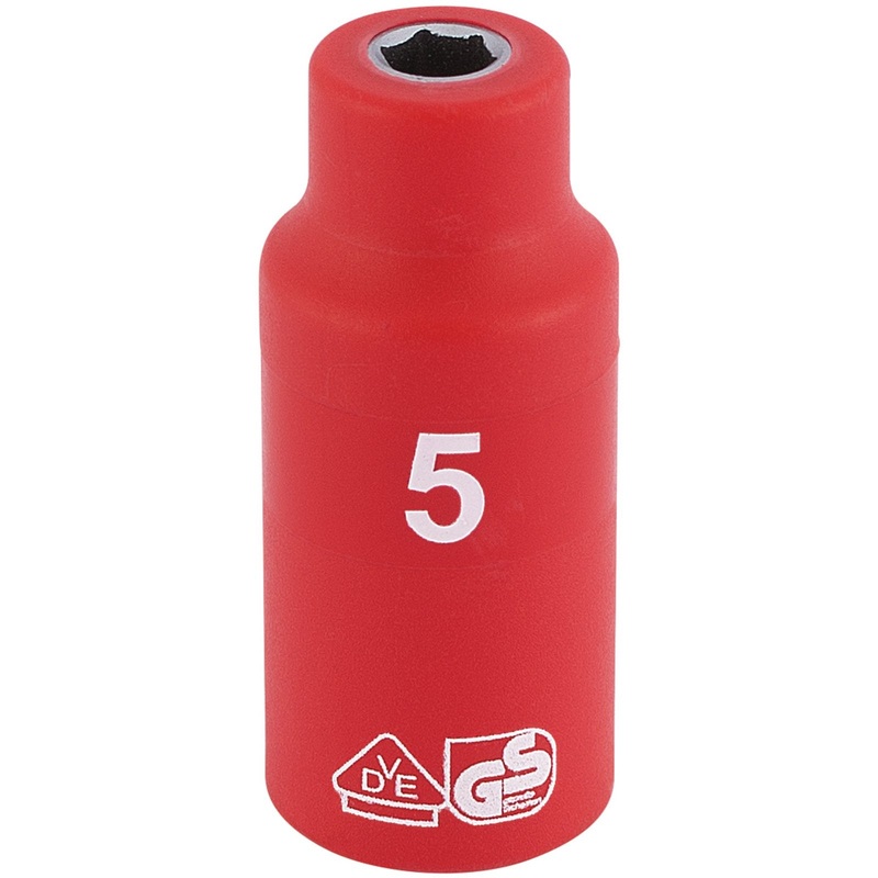 Draper Fully Insulated Vde Socket, 1/4" Sq. Dr., 5mm - B6VDE-MM
