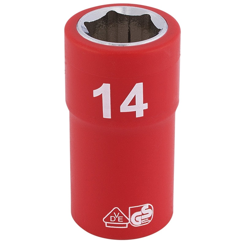 Draper Fully Insulated Vde Socket, 3/8" Sq. Dr., 14mm - D6VDE-MM