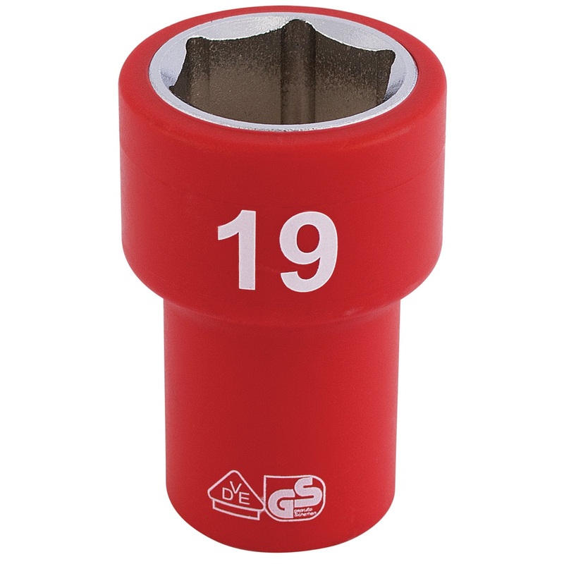 Draper Fully Insulated Vde Socket, 3/8" Sq. Dr., 19mm - D6VDE-MM