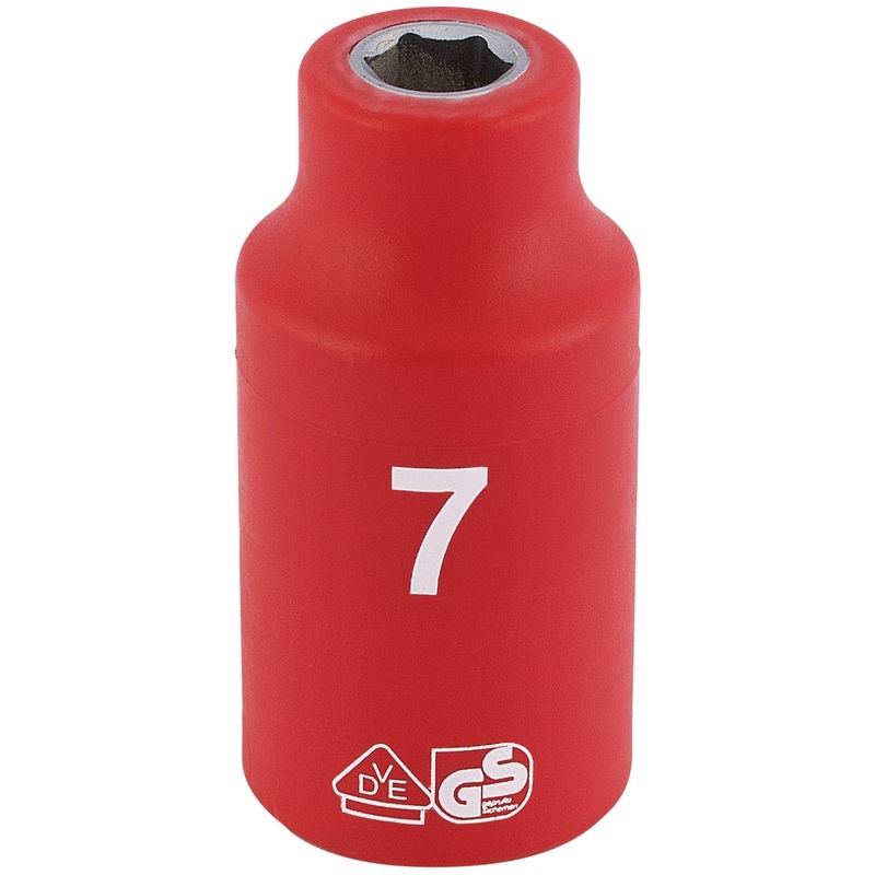 Draper Fully Insulated Vde Socket, 3/8" Sq. Dr., 7mm - D6VDE-MM