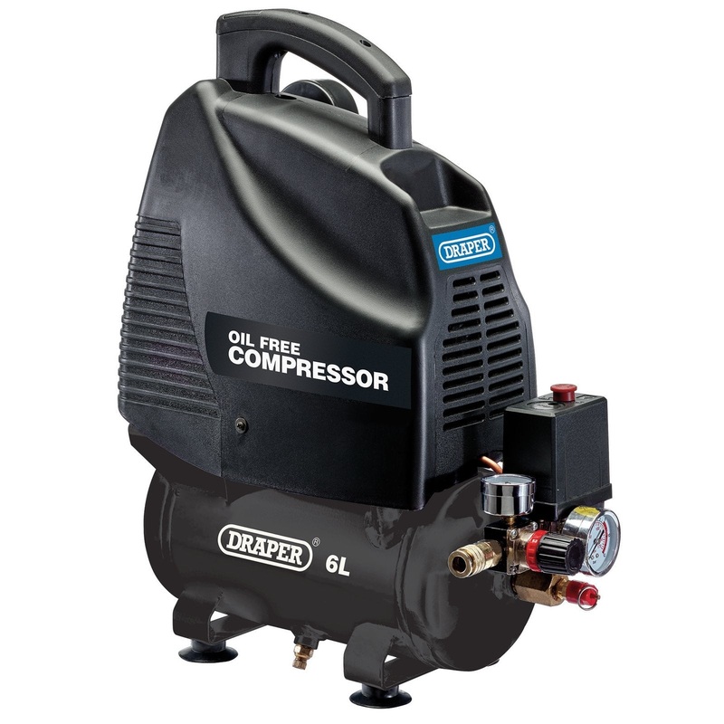 Draper 6L Oil-Free Air Compressor, 1.1Kw/1.5Hp - DA6/169