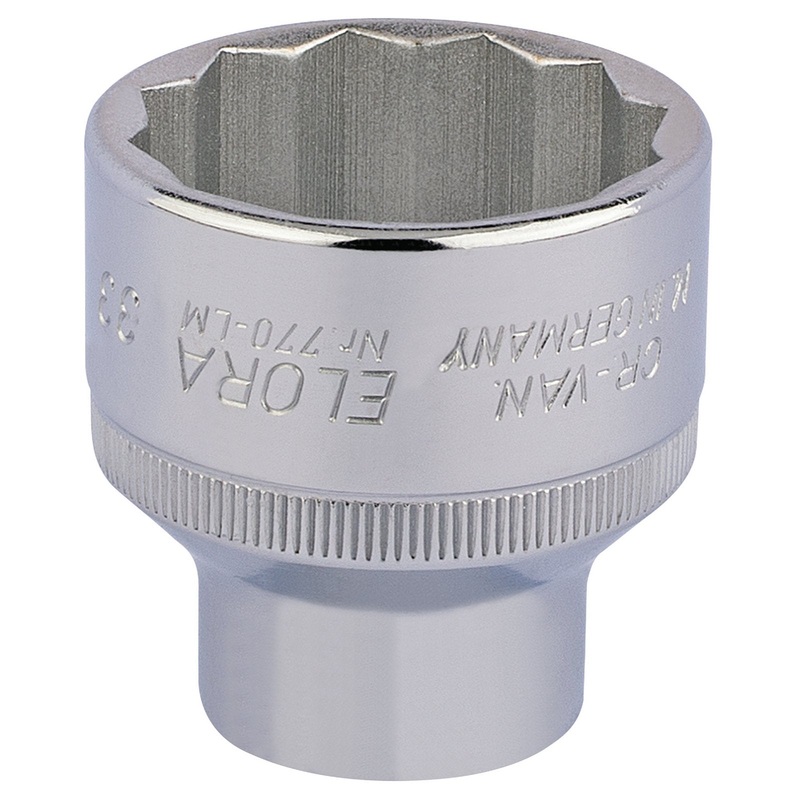 Draper Elora Bi-Hexagon Socket, 1/2" Sq. Dr., 33mm - 770-LM 33