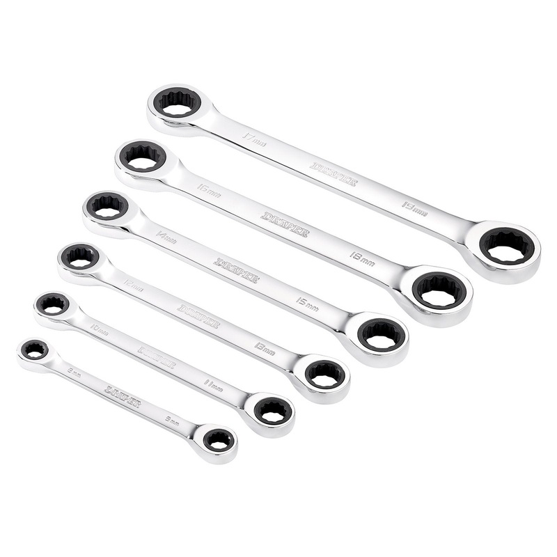 Draper Hi-Torq Metric Double Ratchet Ring Spanner Set (6 Piece) - 8231BSMM/6