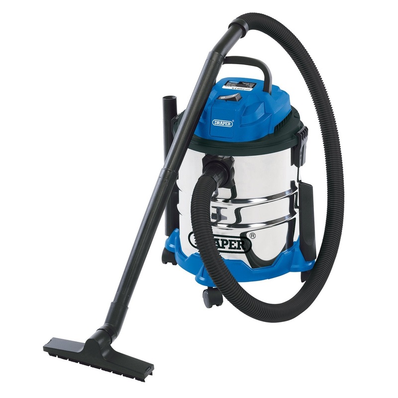 Draper 230V Wet And Dry Vacuum Cleaner With Stainless Steel Tank, 20L, 1250W - WDV20BSS