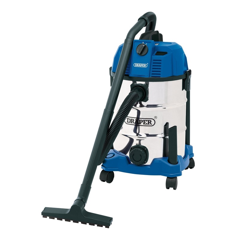 Draper Wet And Dry Vacuum Cleaner With Stainless Steel Tank, 30L, 1600W - WDV30SSB