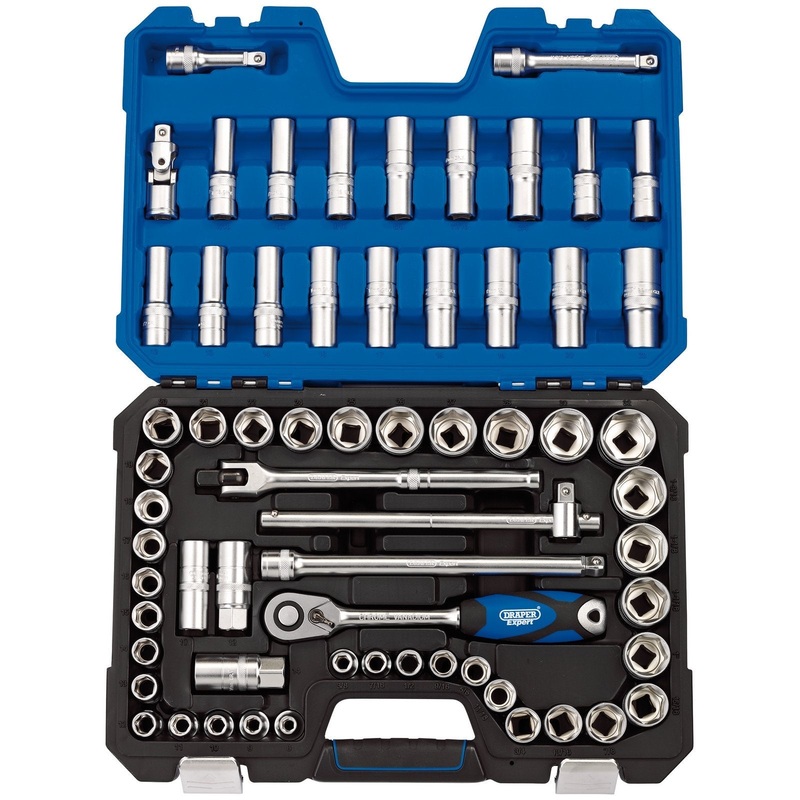 Draper mm/Af Combined Socket Set, 1/2" Sq. Dr. (63 Piece) - H63AMN/SG