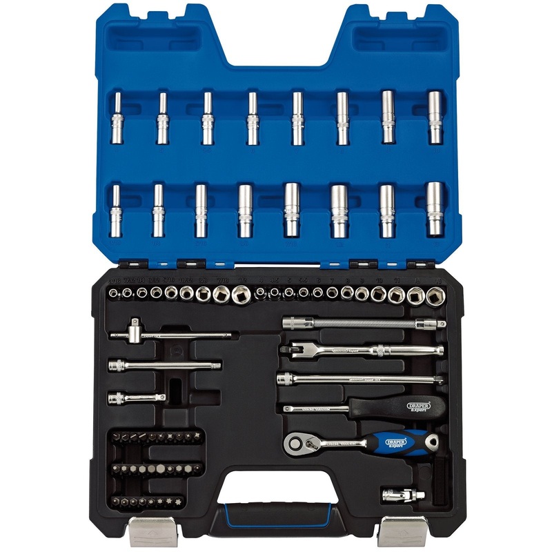 Draper mm/Af Combined Socket Set, 1/4" Sq. Dr. (75 Piece) - B75AMN/SG