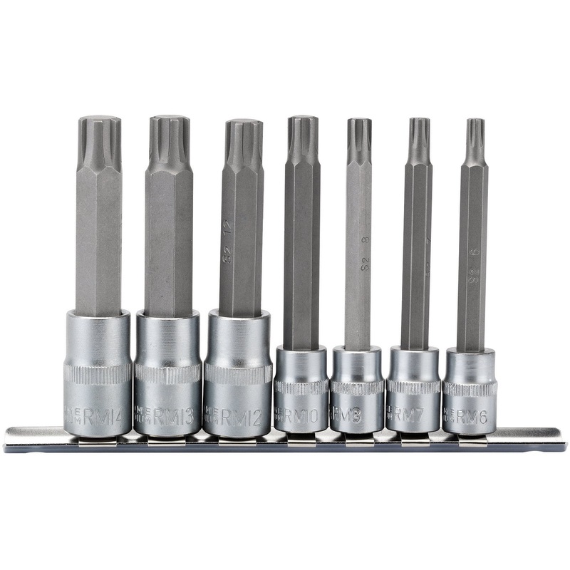 Draper Ribe Socket Bit Set, 3/8" & 1/2" Sq. Dr. (7 Piece) - RIBE/7/SET/B