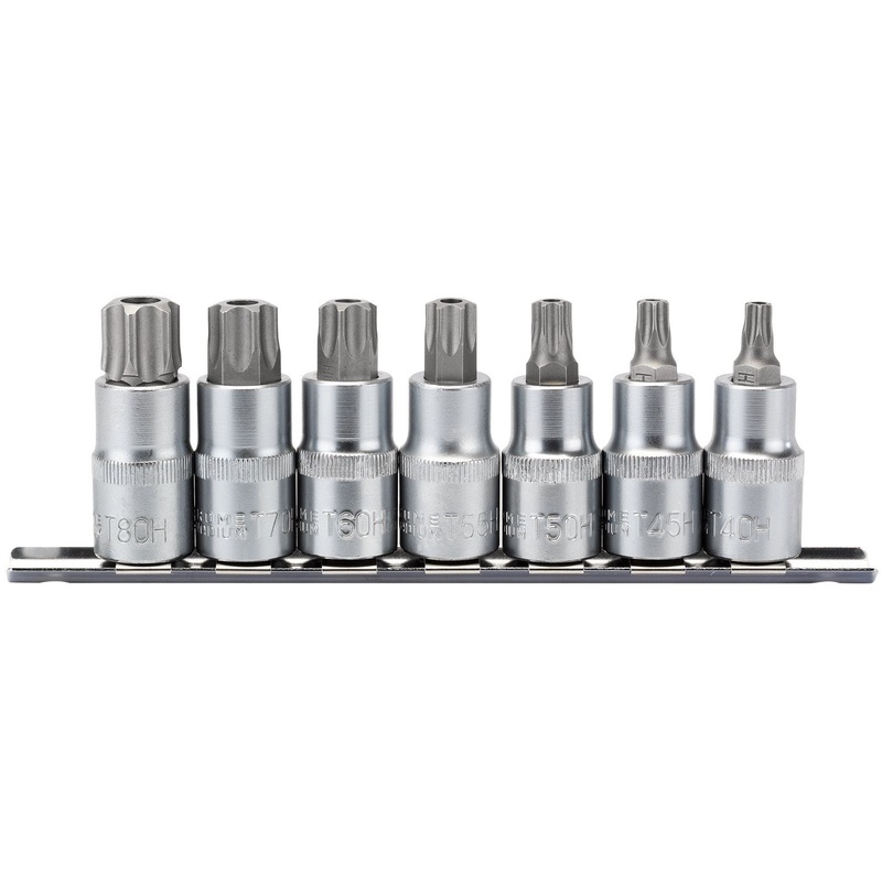 Draper Tx-Star Security Socket Bit Set, 1/2" Sq. Dr., 55mm (7 Piece) - H-TXT/7/55