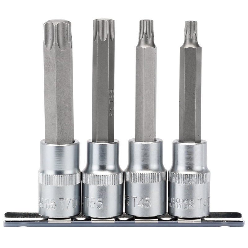 Draper Tx-Star Socket Bit Set, 1/2" Sq. Dr. (4 Piece) - T-TX/4/100