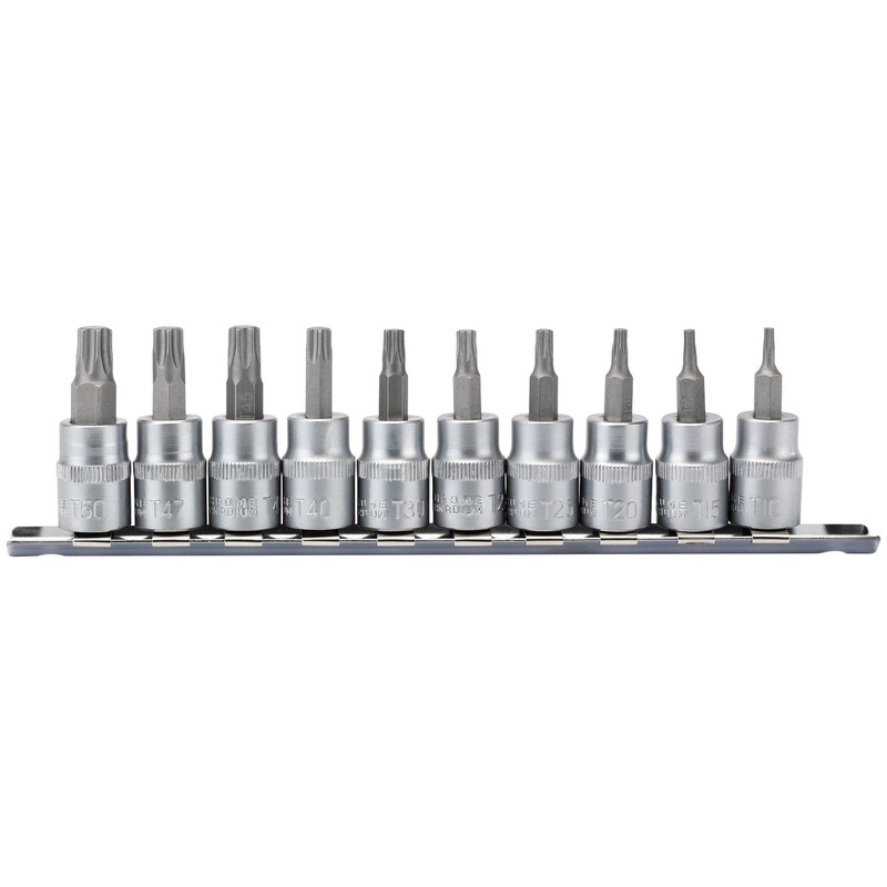 Draper Tx-Star Socket Bit Set, 3/8" Sq. Dr., 48mm (10 Piece) - D-TX/10/55