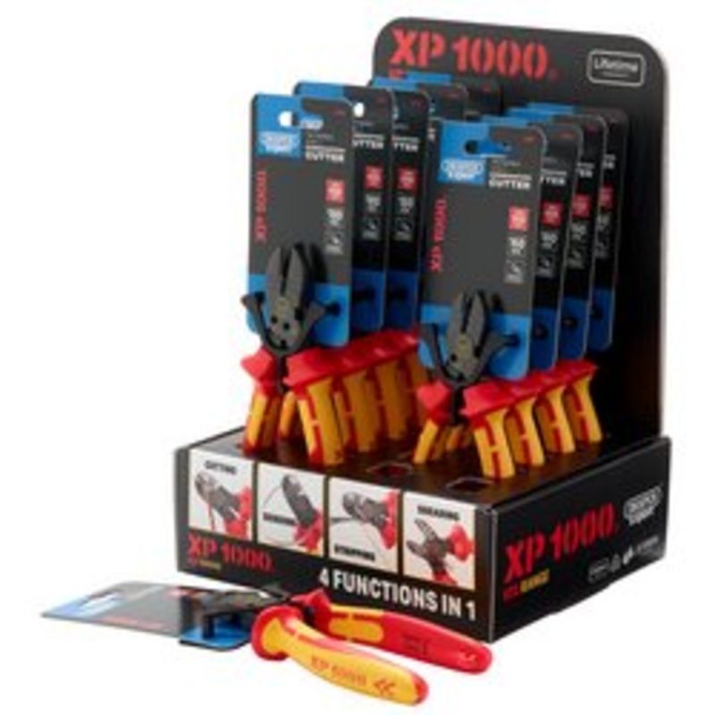 Draper Xp1000 Counter Top Display Of Vde 160mm 4-In-1 Tethered Combination Cutters & 180mm 4-In-1 Tethered Combination Cutters (10 Piece) - XP1000/4-1/10PC