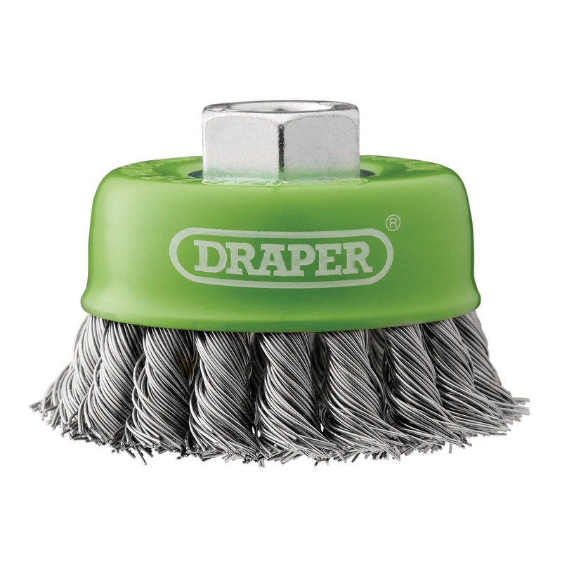 Draper Stainless-Steel Twist-Knot Wire Cup Brush, 75mm, M14 - WBC11