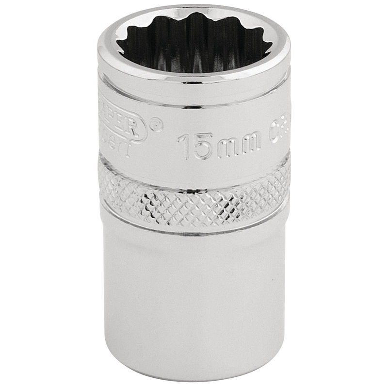 Draper Hi-Torq 12 Point Socket, 1/2" Sq. Dr., 15mm - H-MM/B