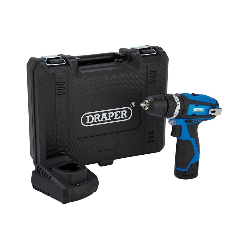 Draper 12V Combi Drill, 1 X 1.5Ah Battery, 1 X Fast Charger - CHD12VD