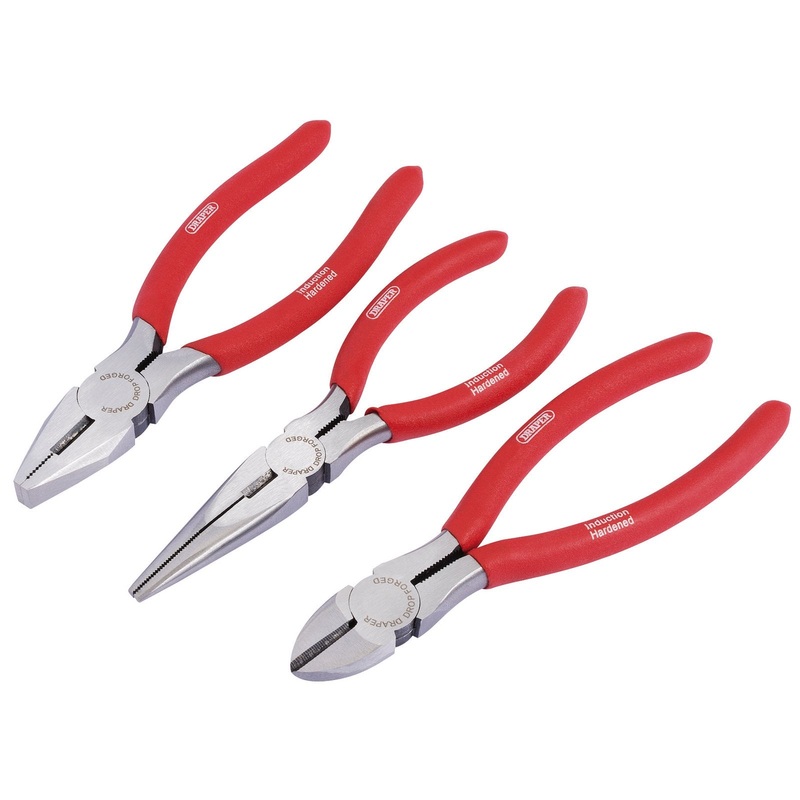 Draper Redline Pliers Set With Pvc Dipped Handles, 160mm (3 Piece) - RL-PSET
