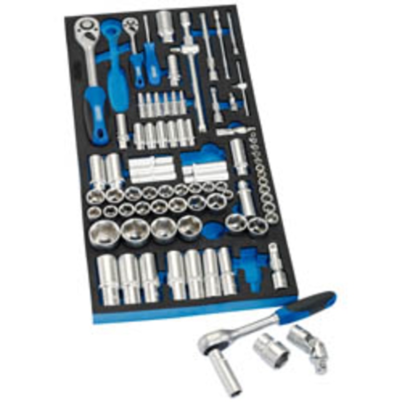 Draper Socket Set In Full Drawer Eva Insert Tray, 1/4", 3/8", And 1/2" (84 Piece) - IT-EVA49