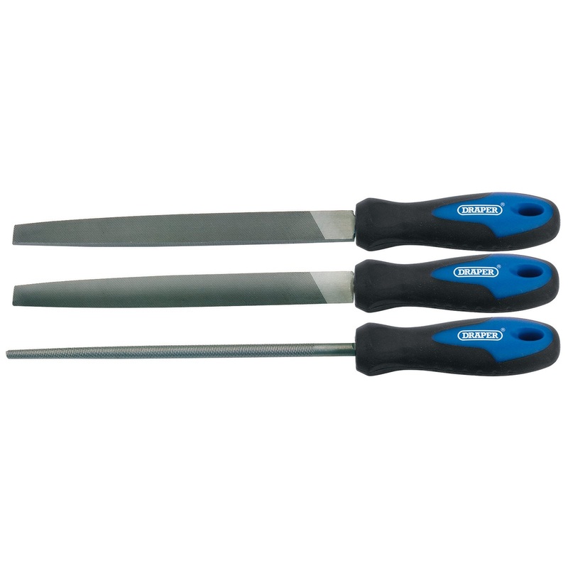 Draper Soft Grip Engineer's File Set, 200mm (3 Piece) - 8106B/3