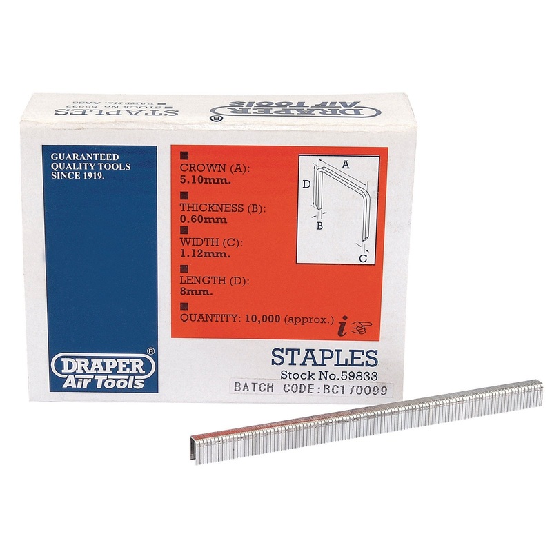 Draper Staples, 8mm  (Pack Of 10000) - AAS8
