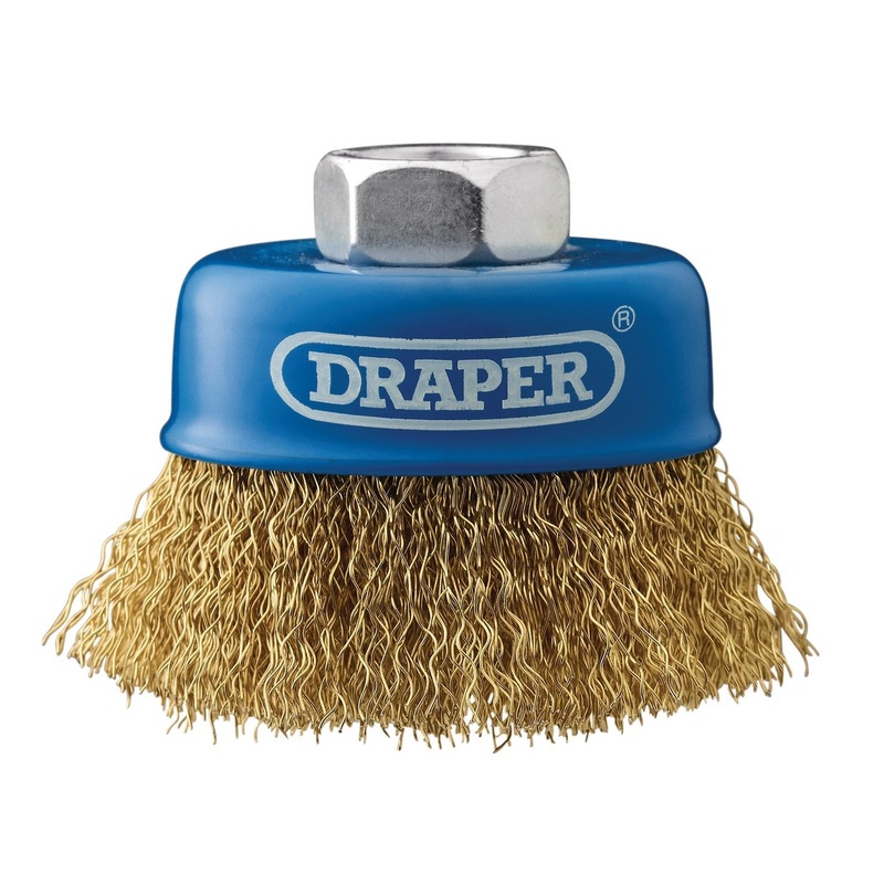 Draper Brassed Steel Crimped Wire Cup Brush, 65mm, M14 - WBC1