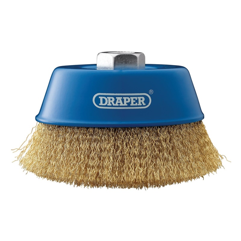 Draper Brassed Steel Crimped Wire Cup Brush, 125mm, M14 - WBC4