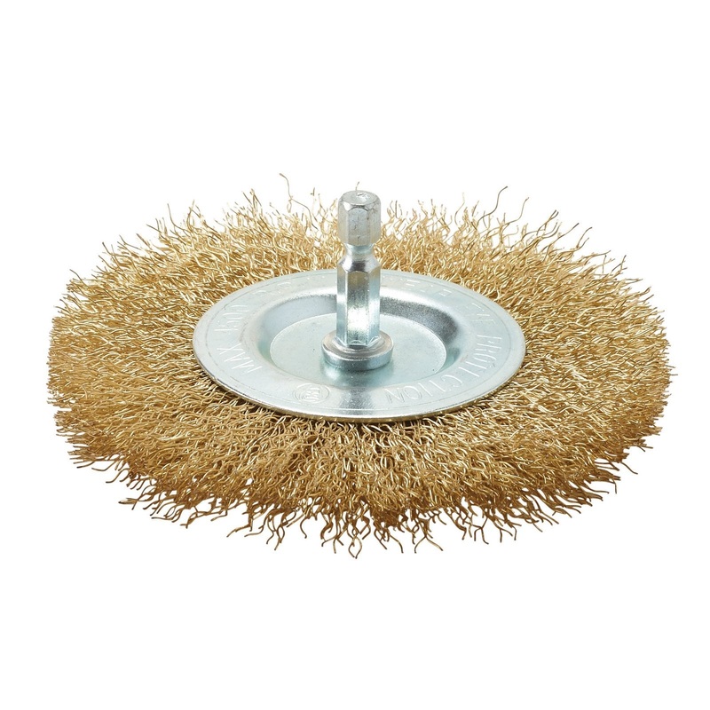 Draper Brassed Steel Crimped Wire Wheel Brush, 100mm - WBWS3
