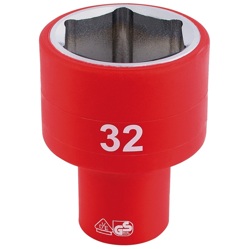 Draper Fully Insulated Vde Socket, 1/2" Sq. Dr., 32mm - H6VDE-MM/B