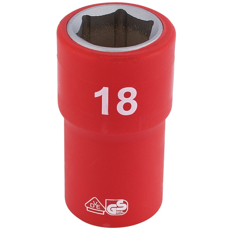 Draper Fully Insulated Vde Socket, 1/2" Sq. Dr., 18mm - H6VDE-MM/B