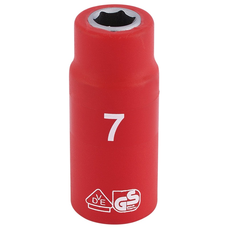 Draper Fully Insulated Vde Socket, 1/4" Sq. Dr., 7mm - B6VDE-MM