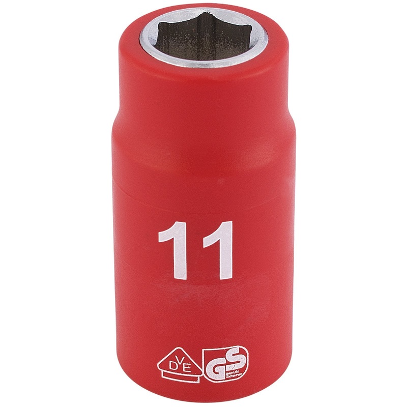 Draper Fully Insulated Vde Socket, 3/8" Sq. Dr., 11mm - D6VDE-MM