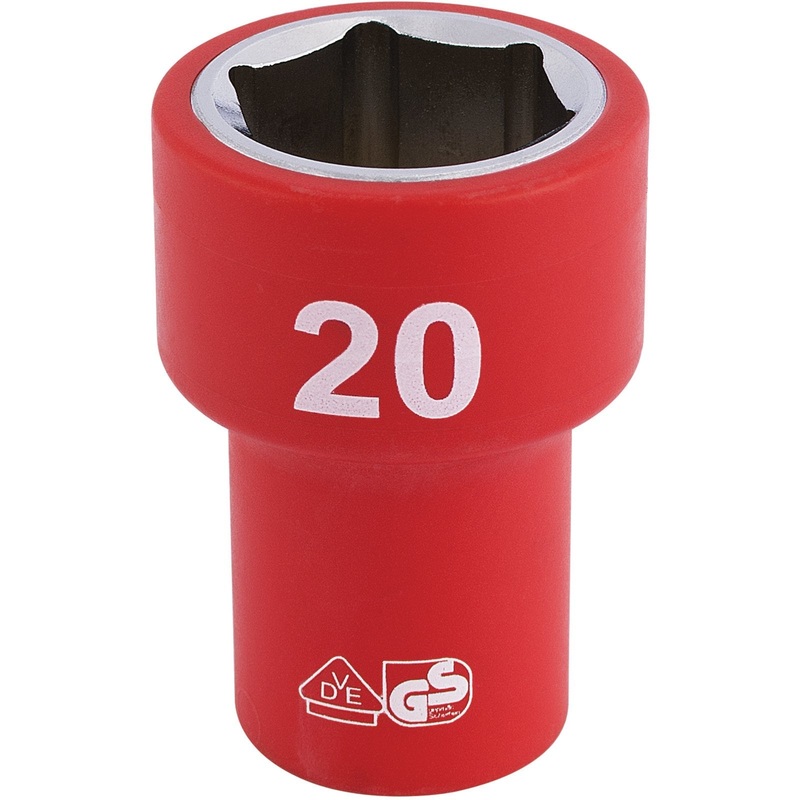 Draper Fully Insulated Vde Socket, 3/8" Sq. Dr., 20mm - D6VDE-MM