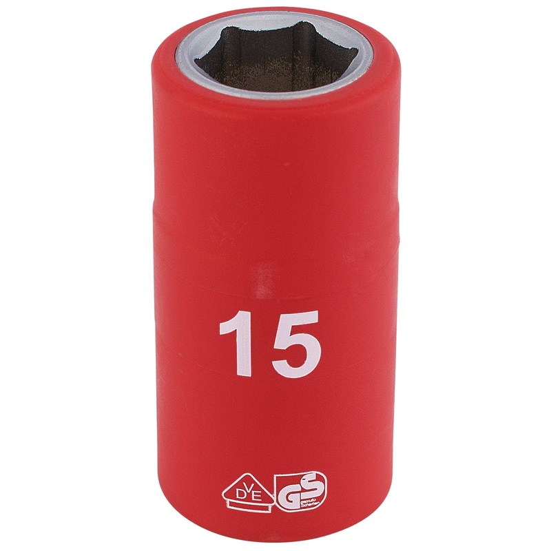 Draper Fully Insulated Vde Socket, 1/2" Sq. Dr., 15mm - H6VDE-MM/B