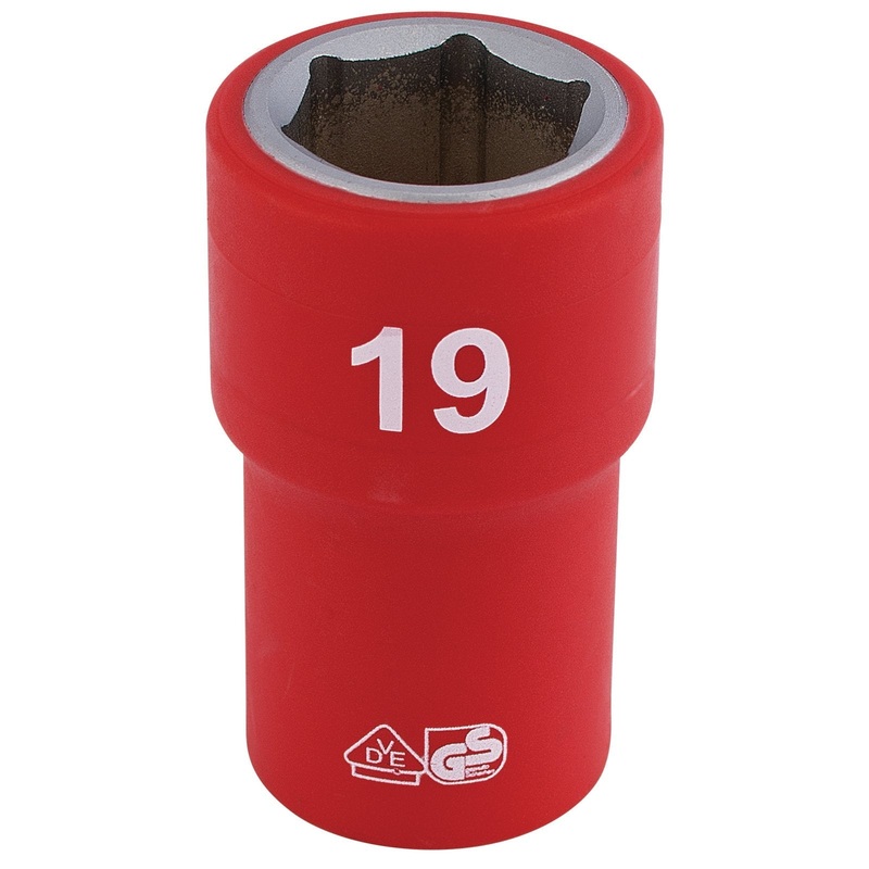Draper Fully Insulated Vde Socket, 1/2" Sq. Dr., 19mm - H6VDE-MM/B