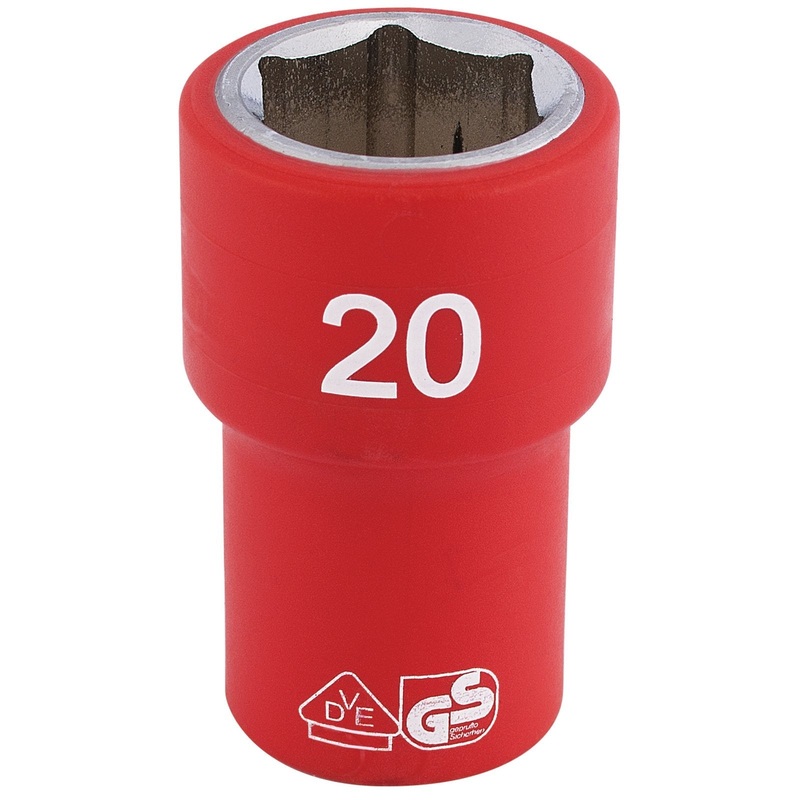 Draper Fully Insulated Vde Socket, 1/2" Sq. Dr., 20mm - H6VDE-MM/B