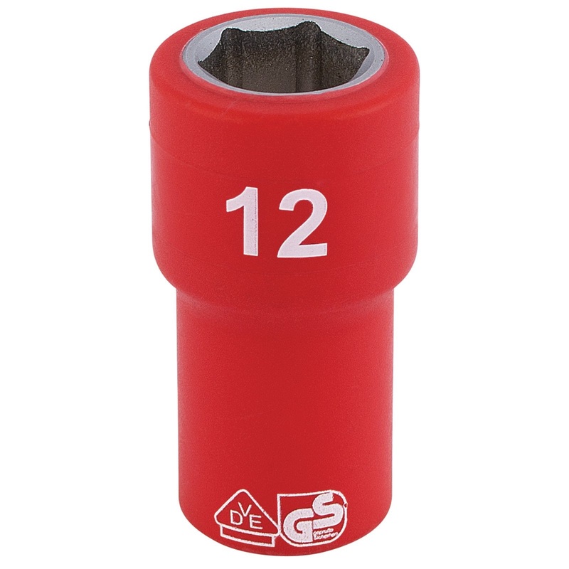 Draper Fully Insulated Vde Socket, 1/4" Sq. Dr., 12mm - B6VDE-MM