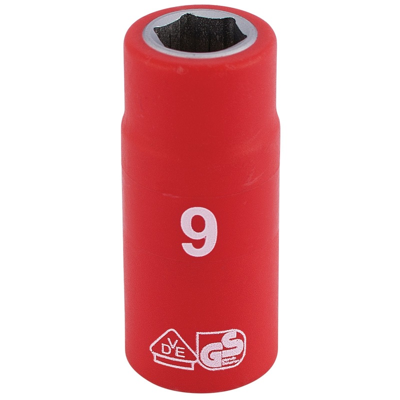 Draper Fully Insulated Vde Socket, 1/4" Sq. Dr., 9mm - B6VDE-MM