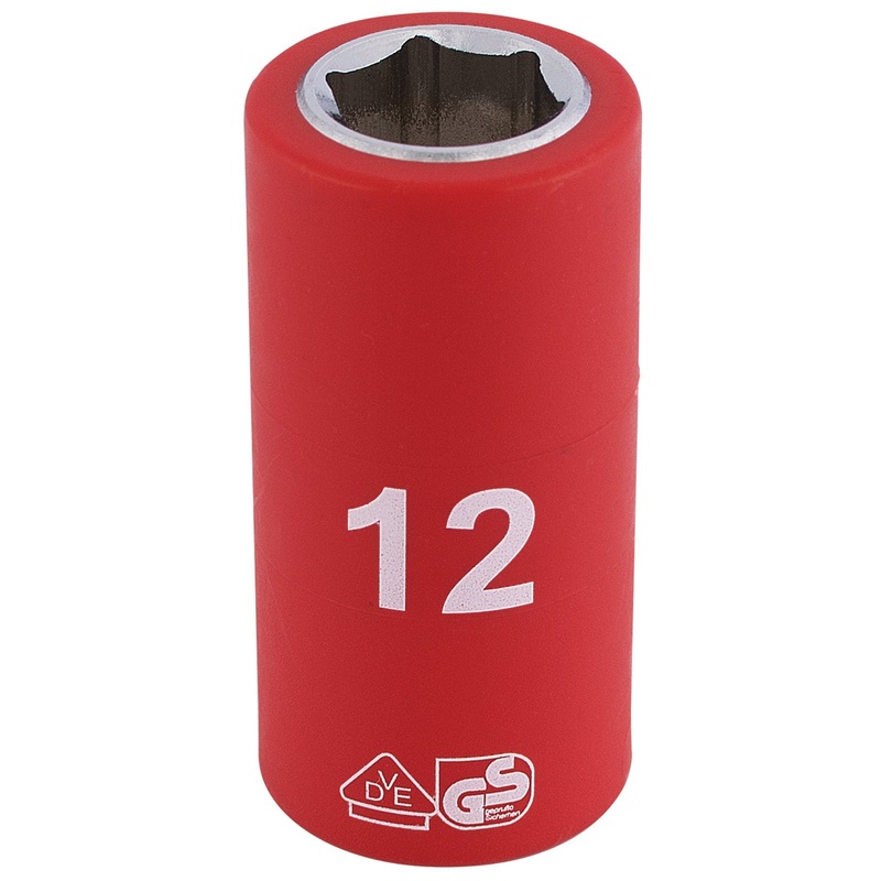 Draper Fully Insulated Vde Socket, 3/8" Sq. Dr., 12mm - D6VDE-MM
