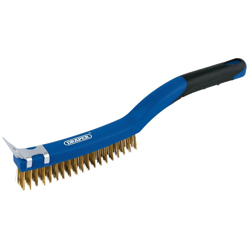 Draper Brass Wire Scratch Brush With Scraper, 350mm - WBSC14BR